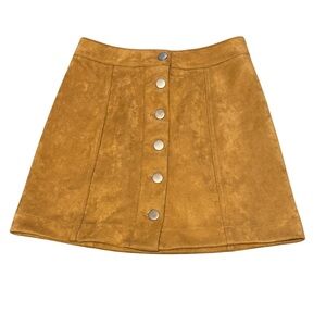 NWOT Forever 21 Camel Button-Front Suede Mini Skirt